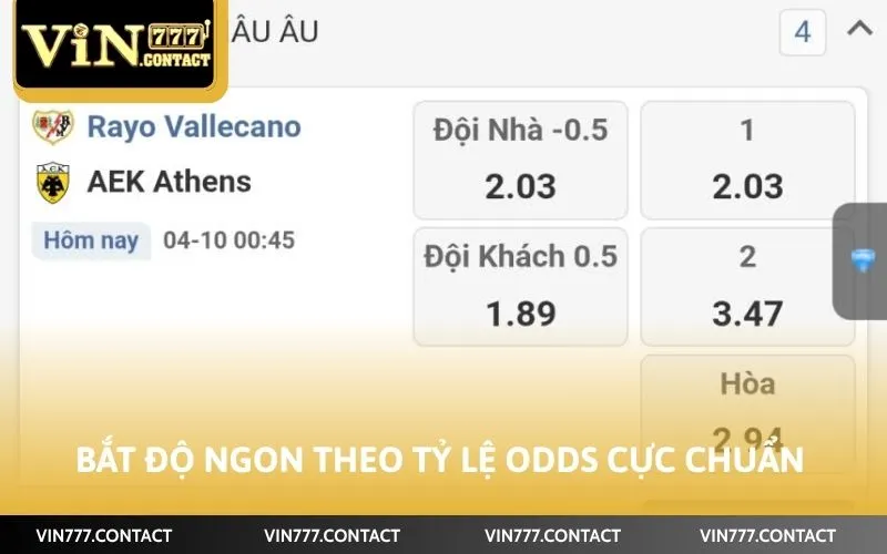 Cách Bắt Kèo Thơm Vin777 Bao Trúng 99% Từ Cao Thủ Lão Làng 3 Bắt độ ngon theo tỷ lệ odds cực chuẩn