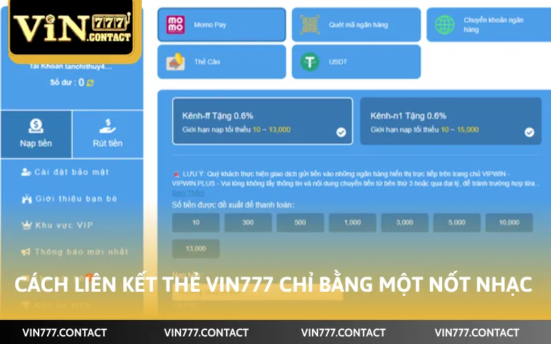 2 Cách Liên Kết Thẻ Vin777 Siêu Tiện Lợi Bạn Nên Áp Dụng 3 Cách liên kết thẻ Vin777 chỉ bằng một nốt nhạc